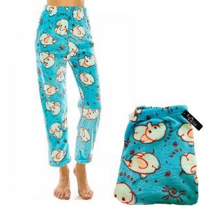 NWT LA 12ST Women's Plush ankle pajama pants with elephants S,M,L, Blue